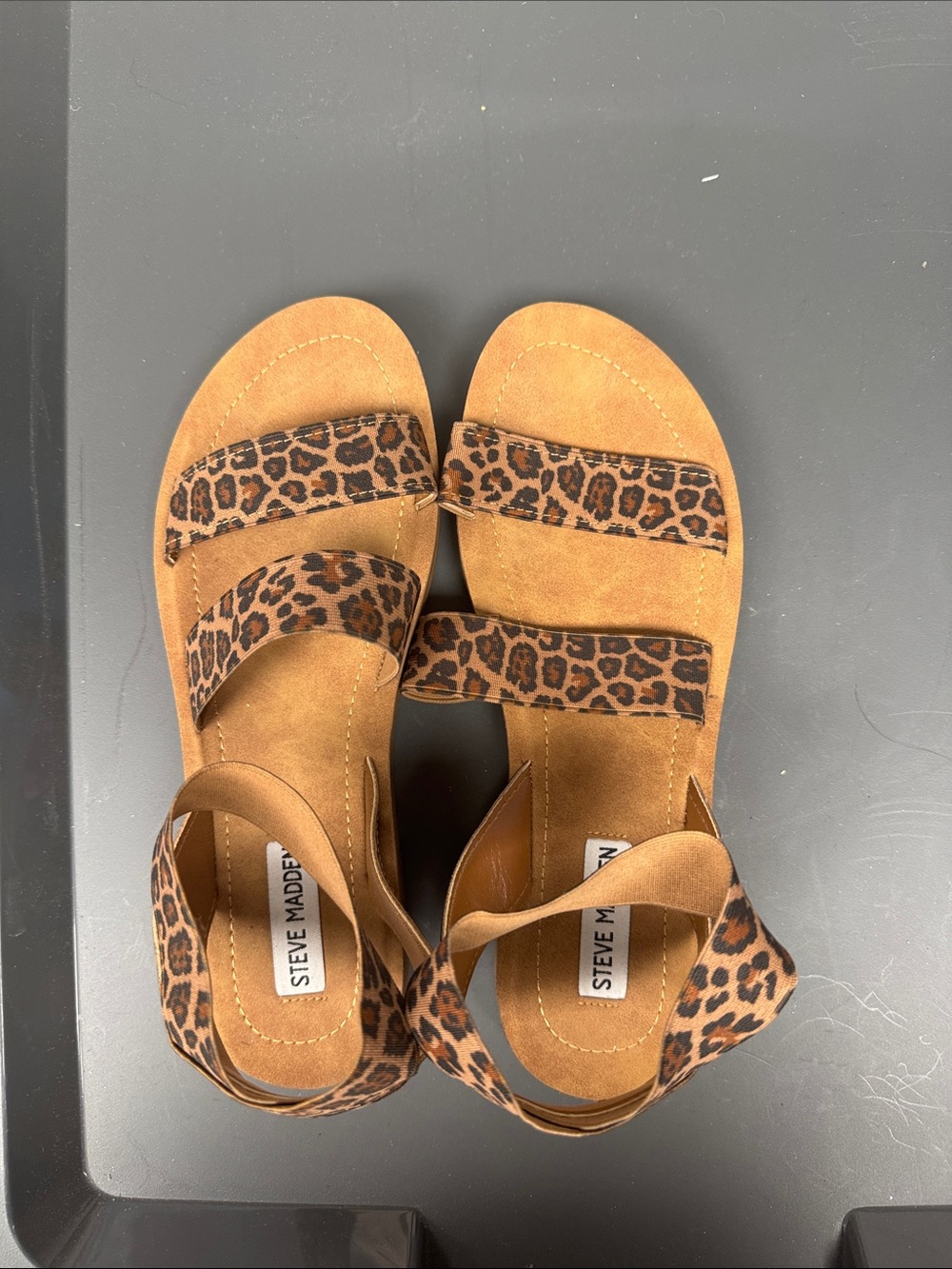 Steve Madden Leopard Print Strappy Sandals in Tan and Brown